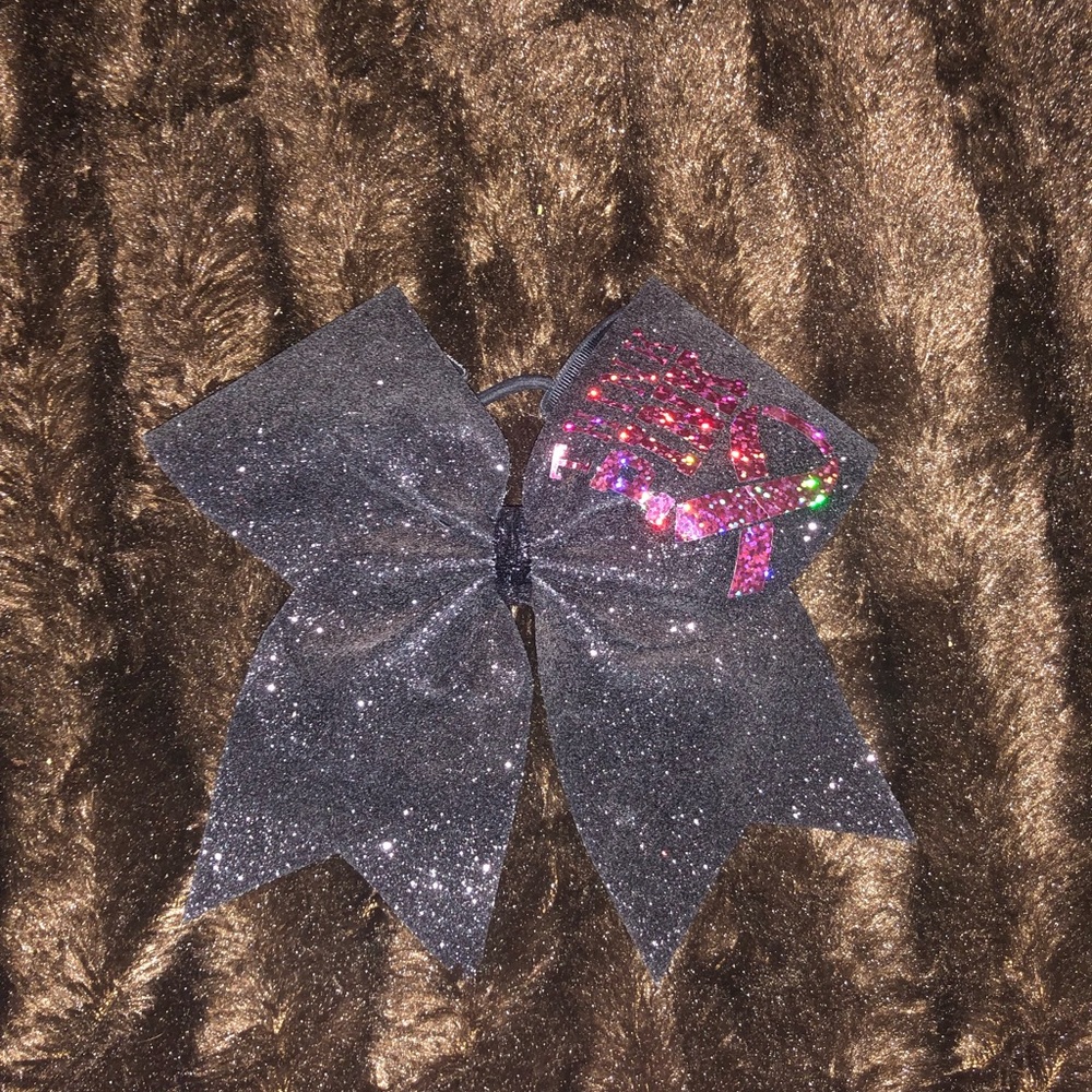 breast cancer ribbon cheerleading bow